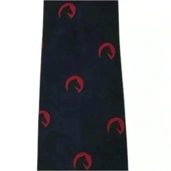 Vintage 1970s Vogue Club Horse Themed Blue Necktie Men's Rare - Picture 6 of 7